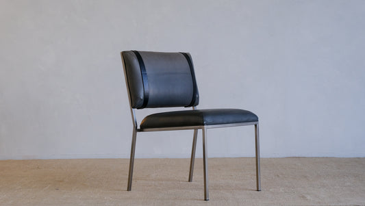 Inheritance Desk Chair in Antique Nickel and Charcoal Leather