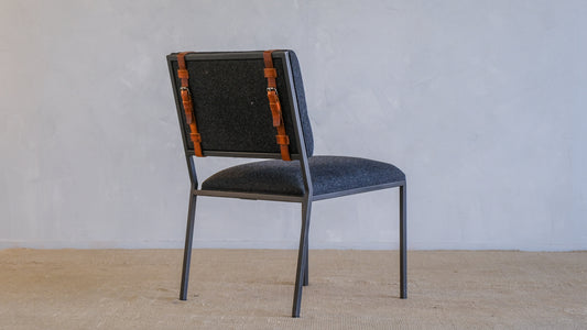 Inheritance Desk Chair in Blackened Steel and Charcoal Wool